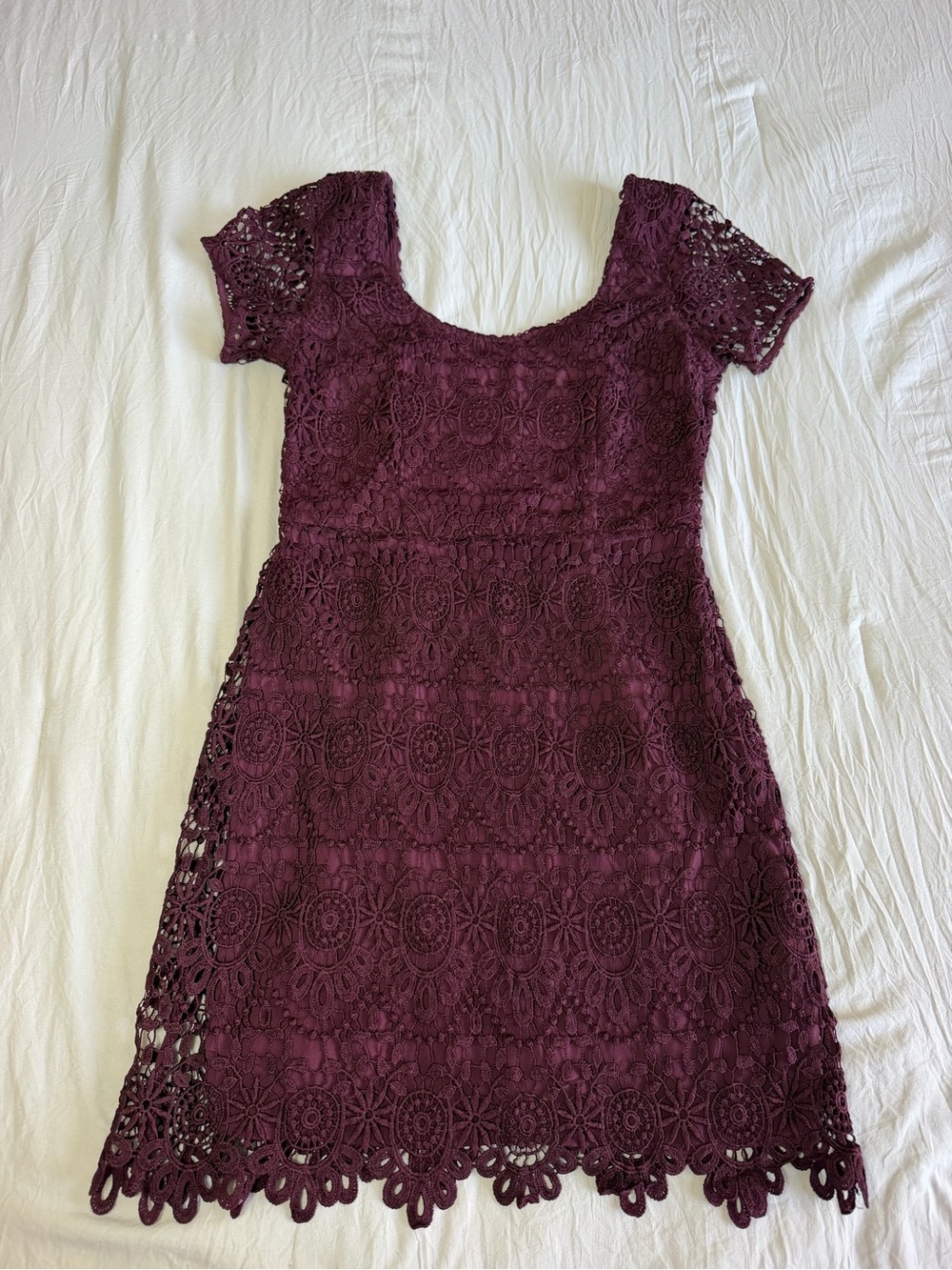 Hollister Wine Crochet Lace Scoop Dress